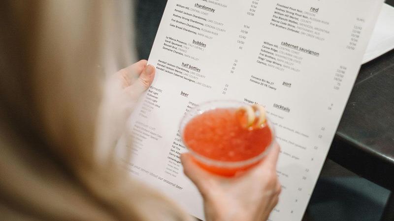 アメリカのレストランのメニューのイメージ