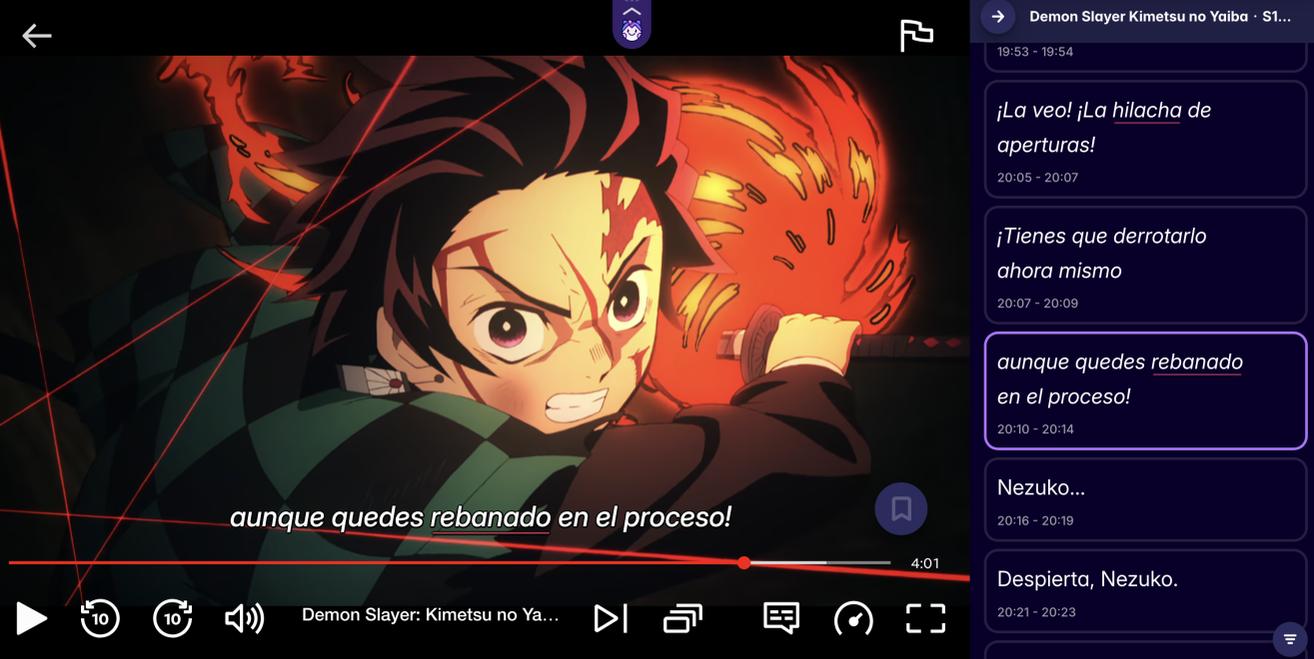 A screenshot of Migaku's Netflix player interface.