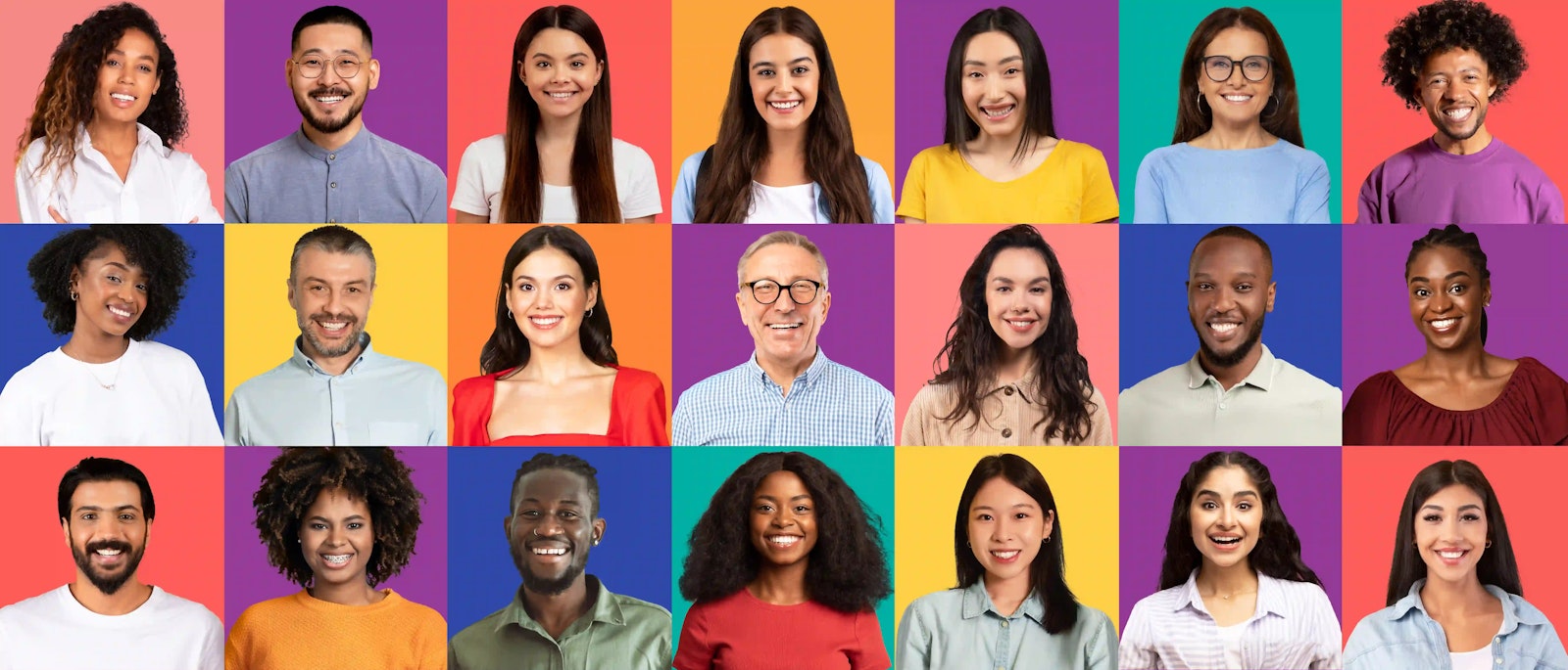 A collage of photos of people from several different cultures.