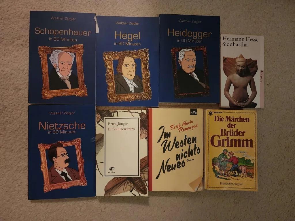 A screenshot of Noah's physical German book collection