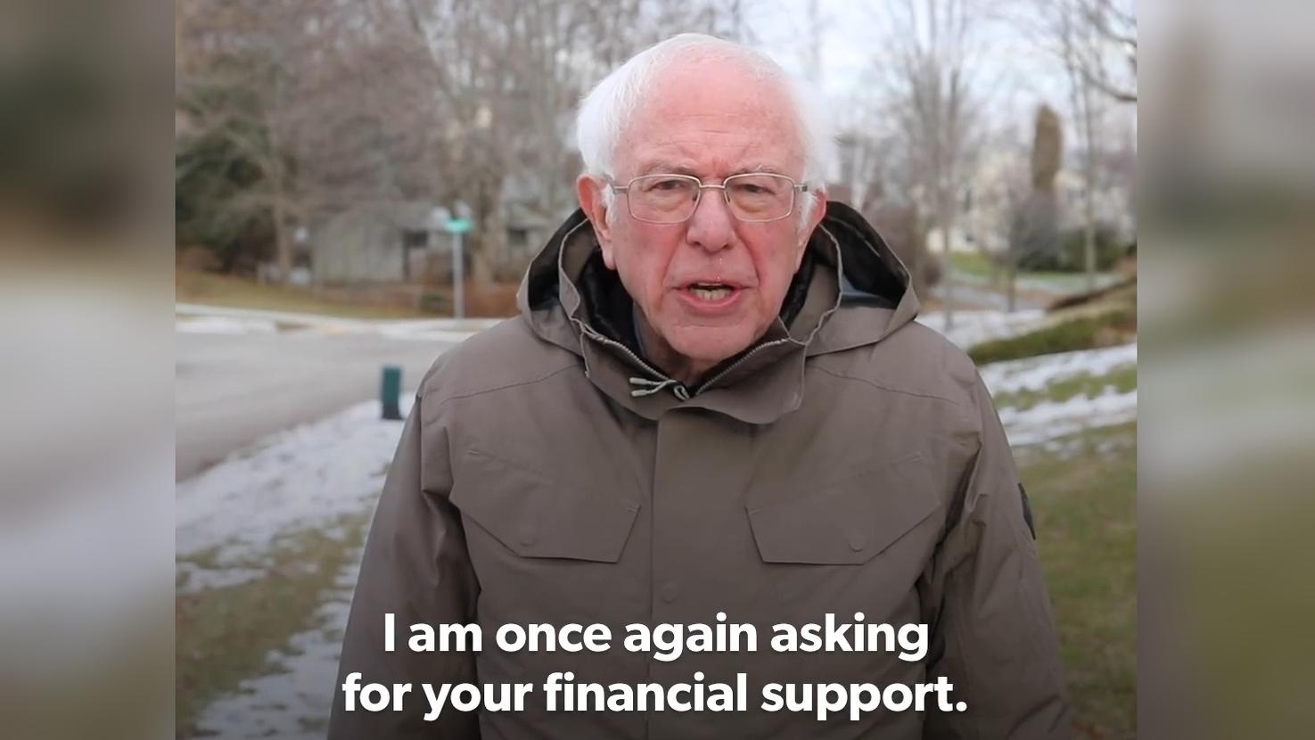 A photo of Bernie Sanders, once again responding to the financial difficulties posed by our example sentence.