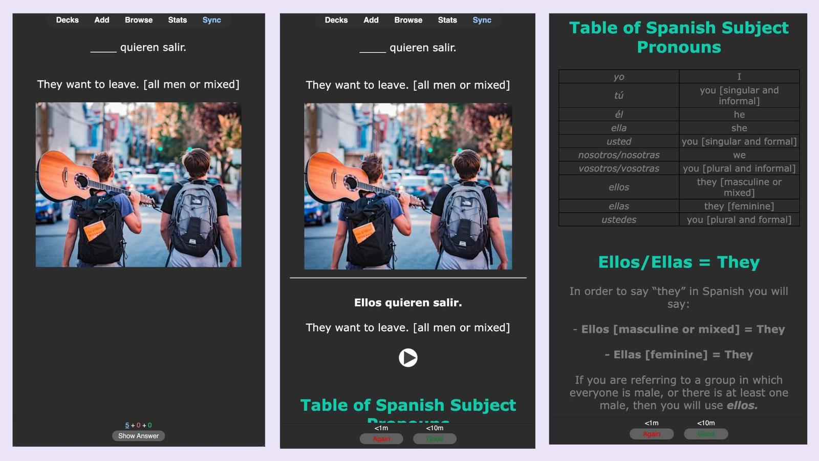 A screenshot an Anki deck that I think is suitable for Spanish beginners