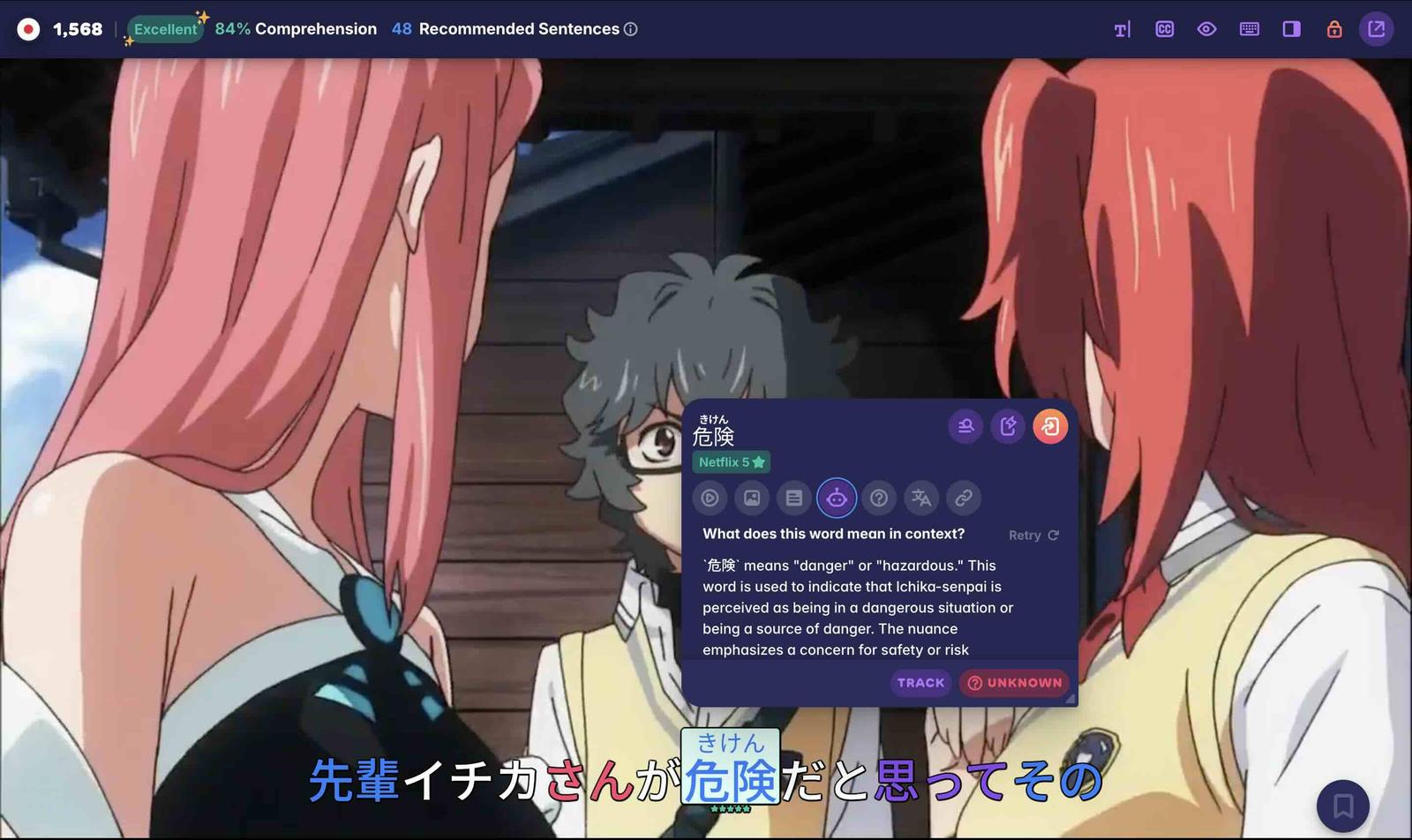 A screenshot from the anime Ano Natse de Matteiru, showing three characters conversing.