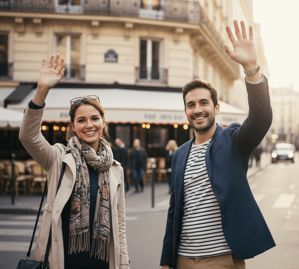 Two people sending their regards.