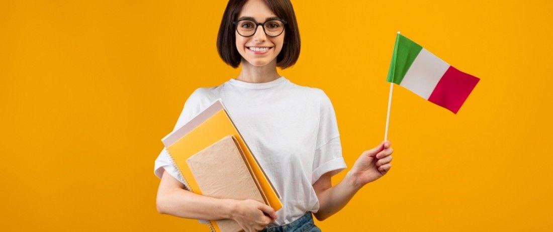 woman bringing italian flag
