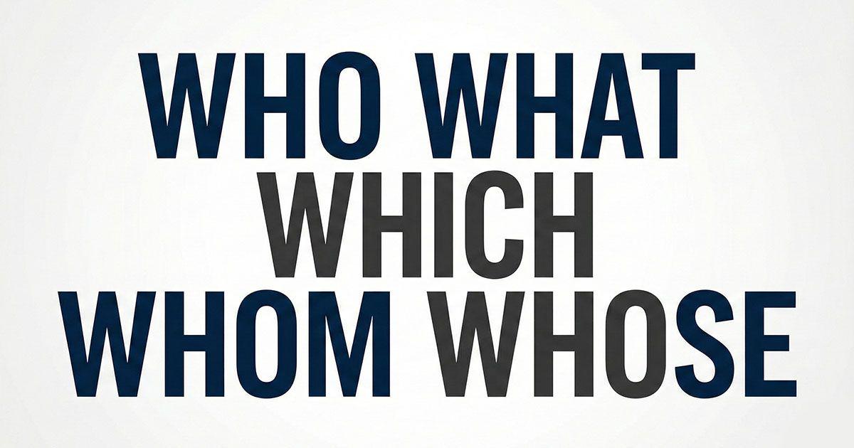 英語の疑問代名詞「who / what / which / whom / whose」のイメージ