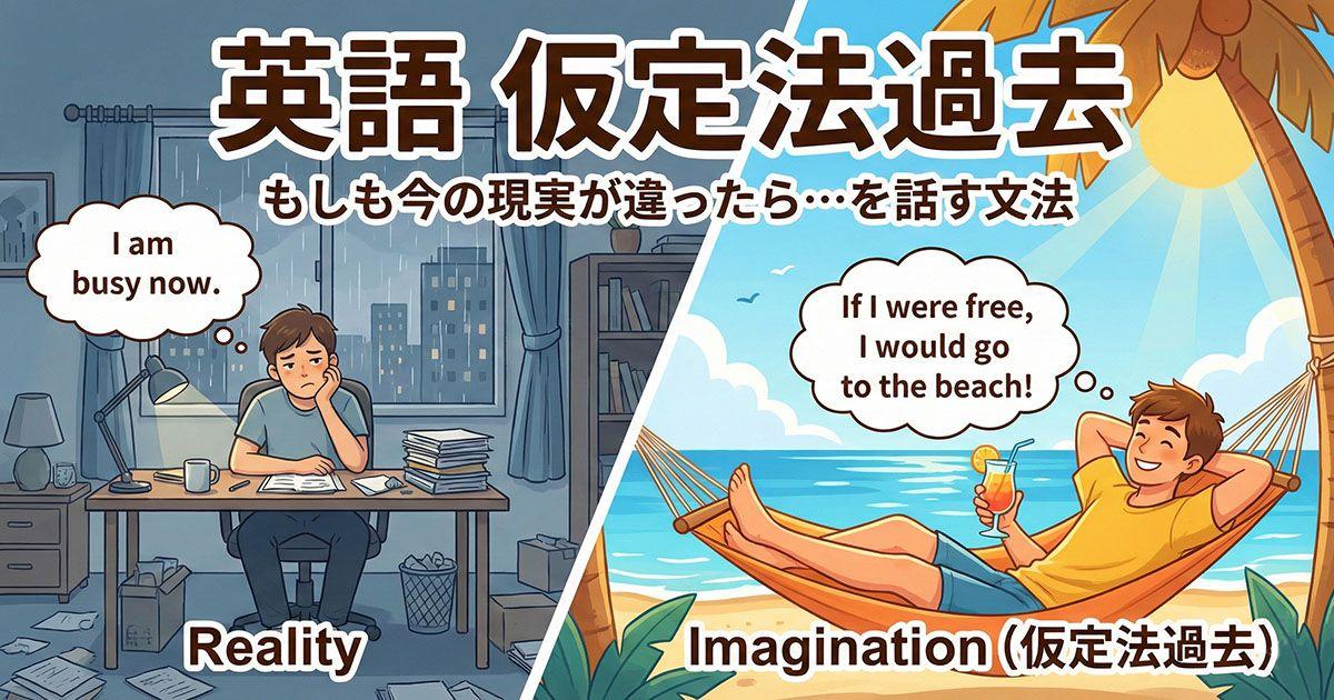 英語の仮定法過去を説明している図