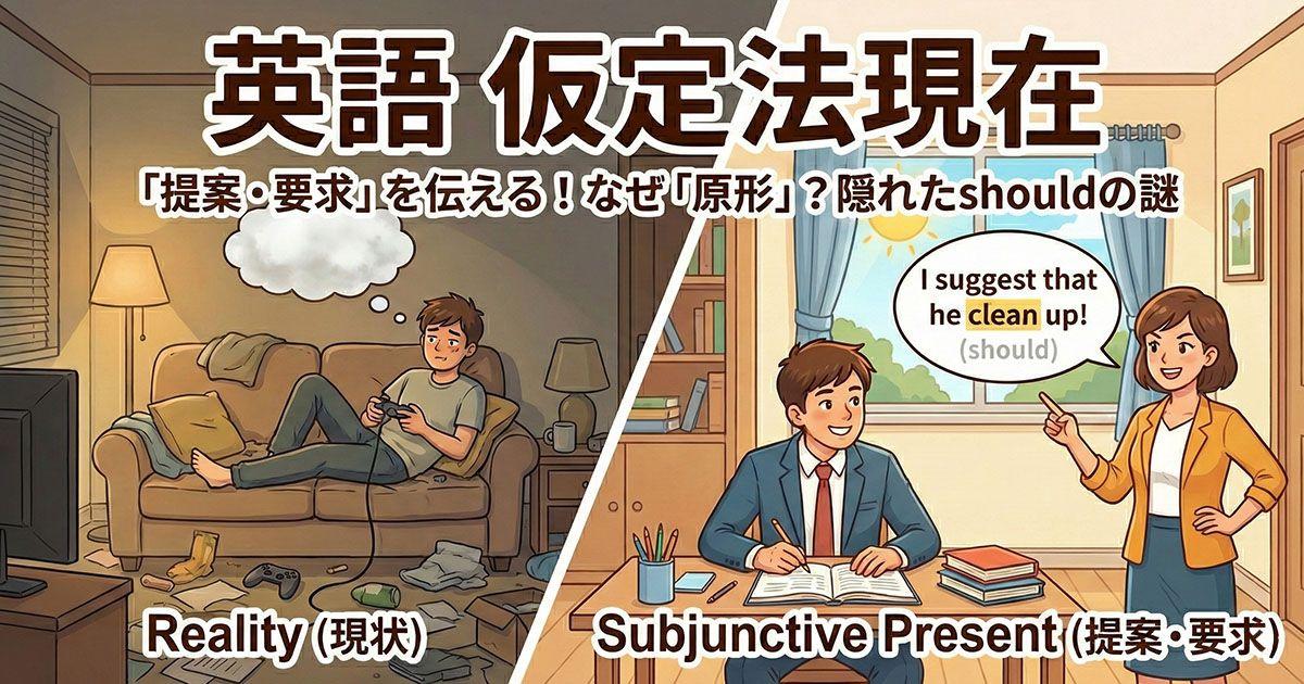 英語の仮定法現在を説明している図