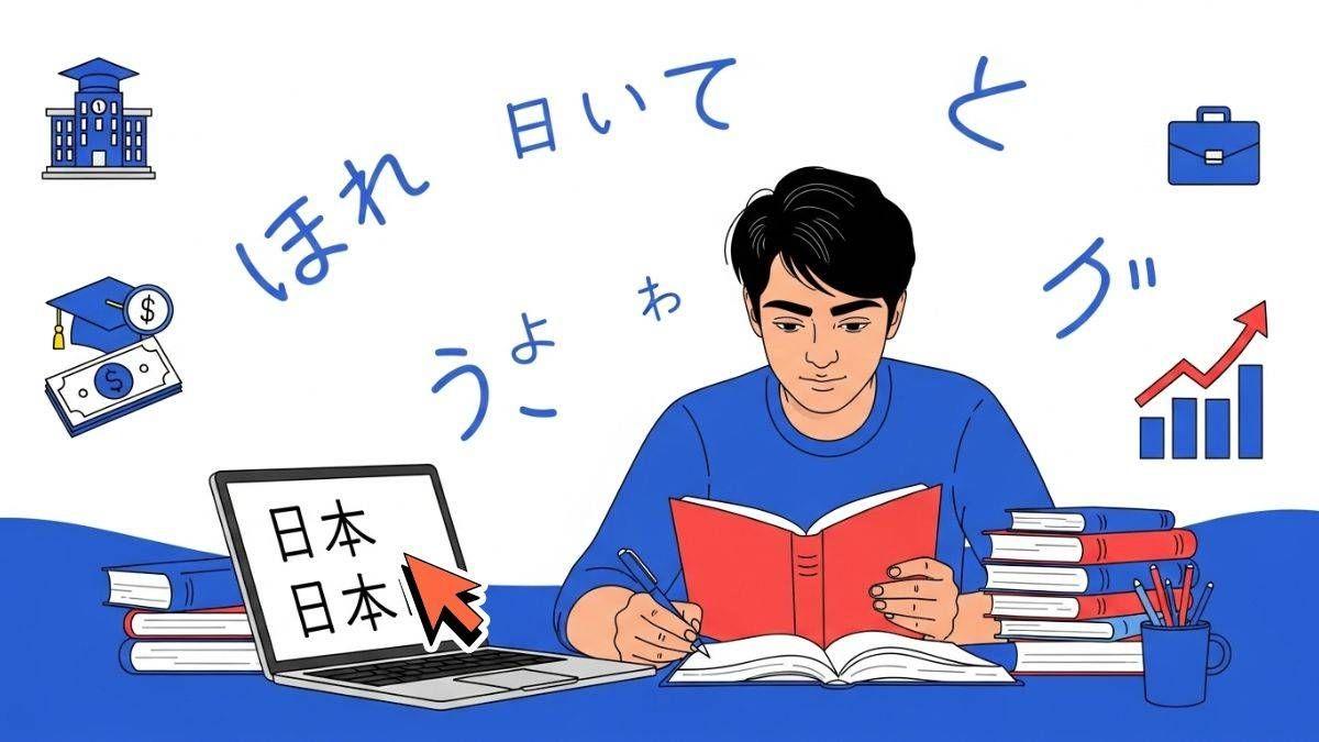 man studying for jlpt