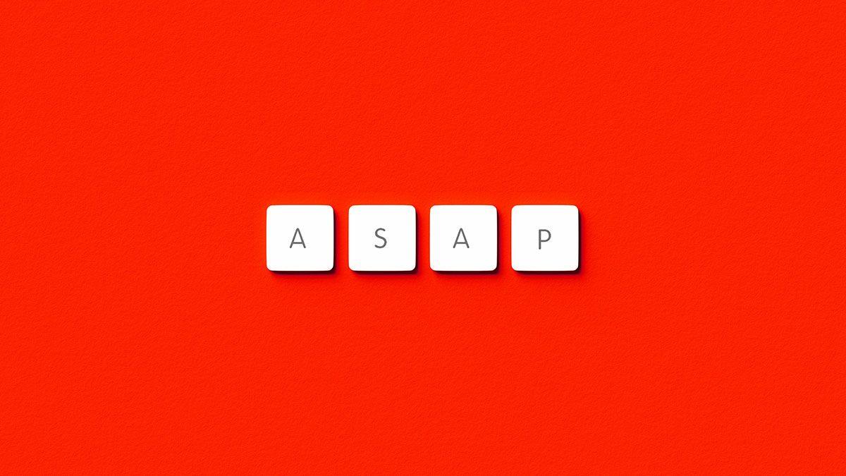 英語のアクロニムの1つ「ASAP」のイメージ