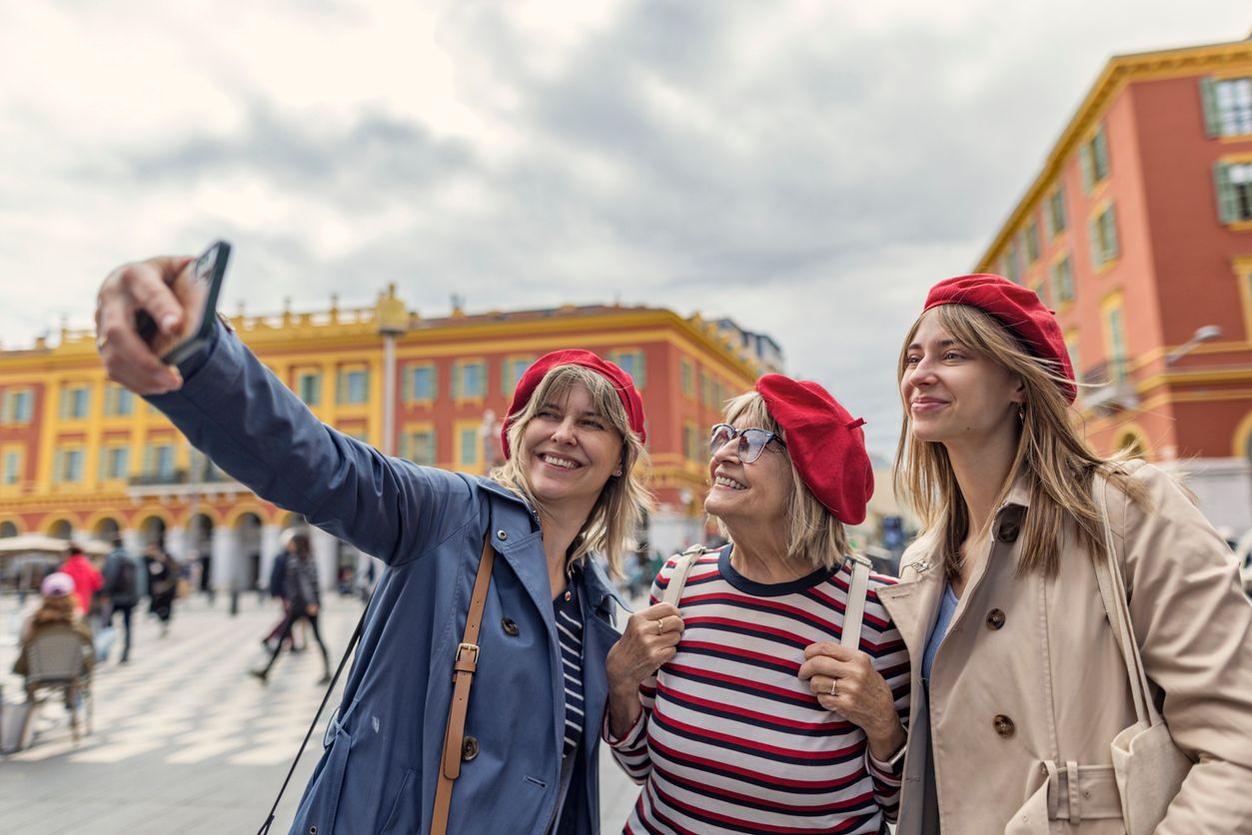 women taking a selfie in france