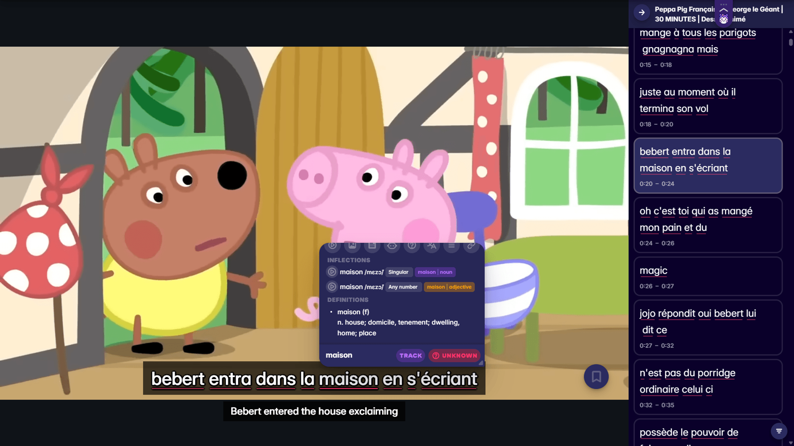 learn french words via youtube with migaku extension and app