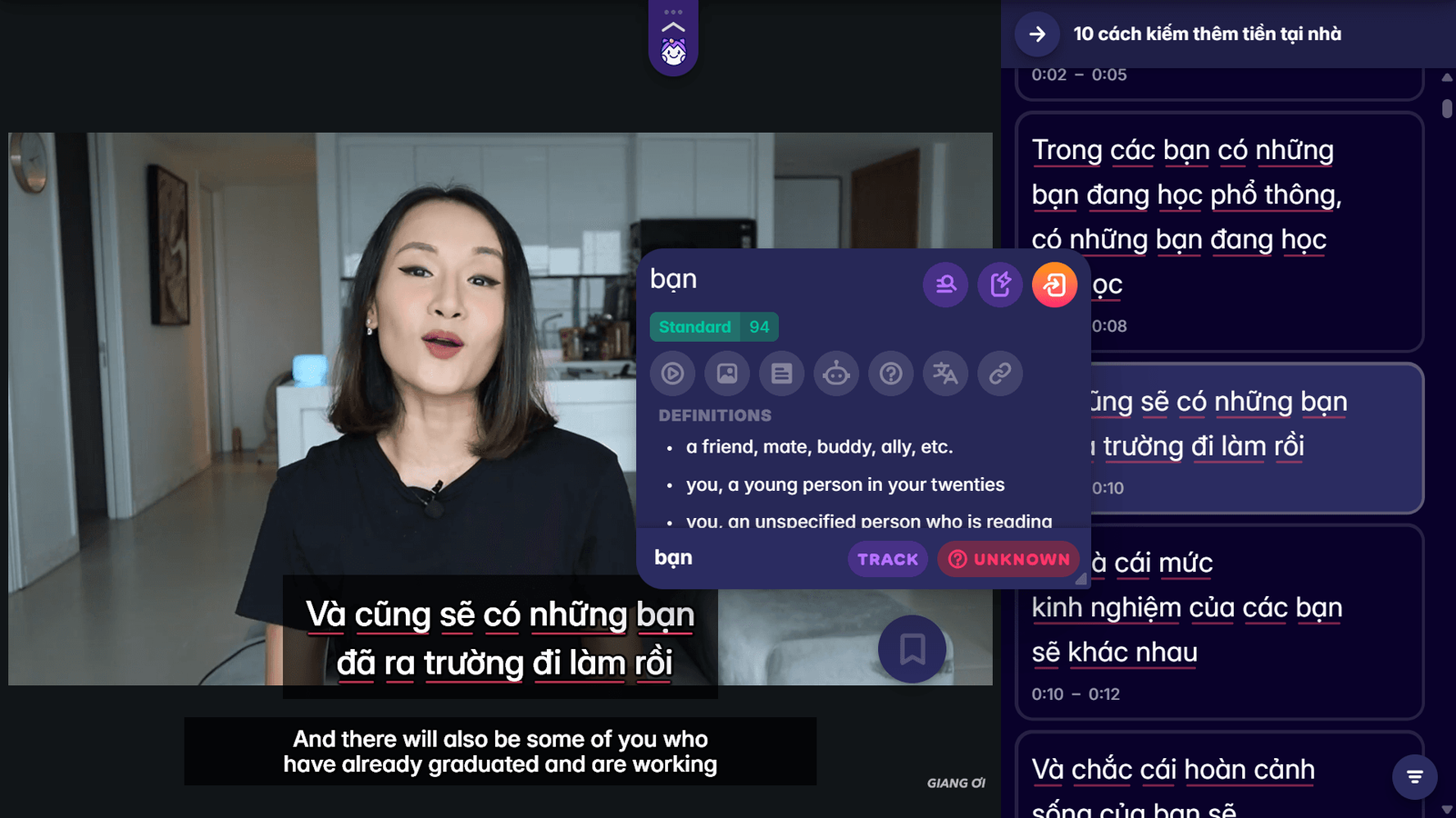 learn basic vietnamese with migaku browser extension and app