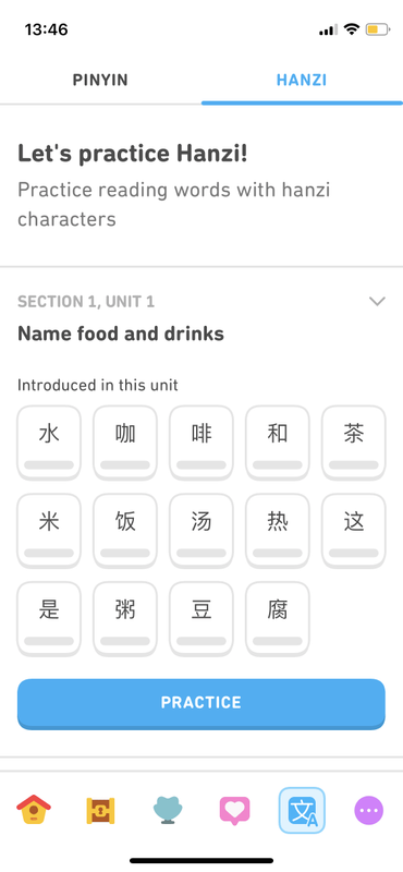 Using Duolingo to learn hanzi