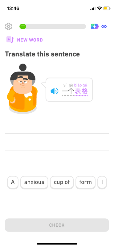 Language learning app Duolingo Chinese course
