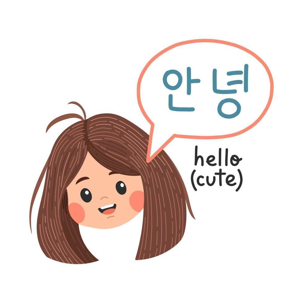 Girl saying hello in korean