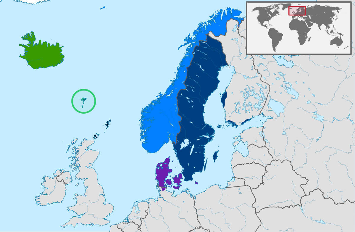 A screenshot showing where speakers of North Germanic languages reside