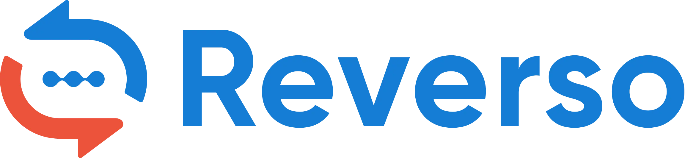 The Reverso Context logo, which has revolving blue and red arrows with 3 dots in the middle next to Reverso in blue letters