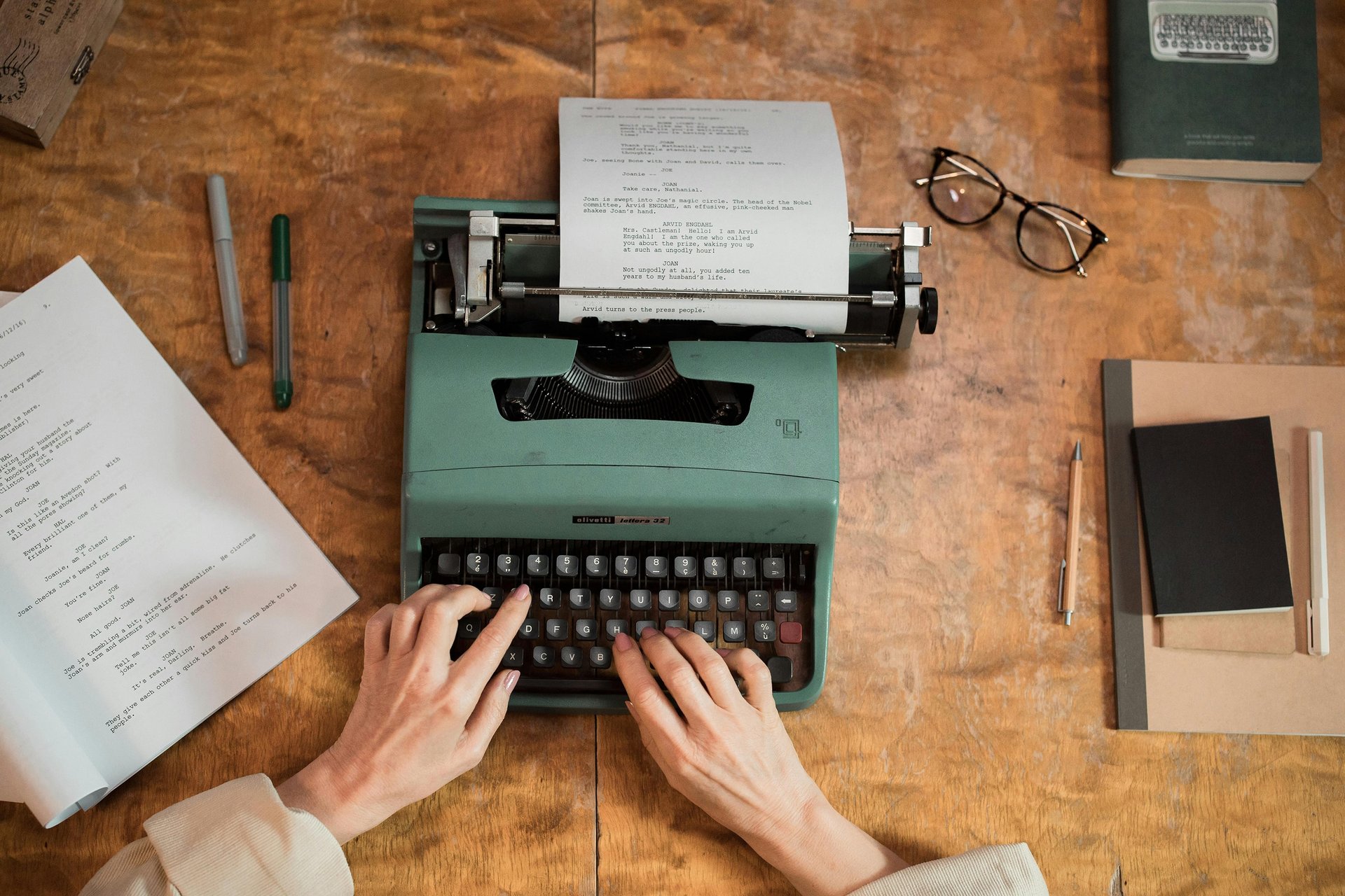 A typewriter, upon which someone is writing a letter to someone they miss dearly