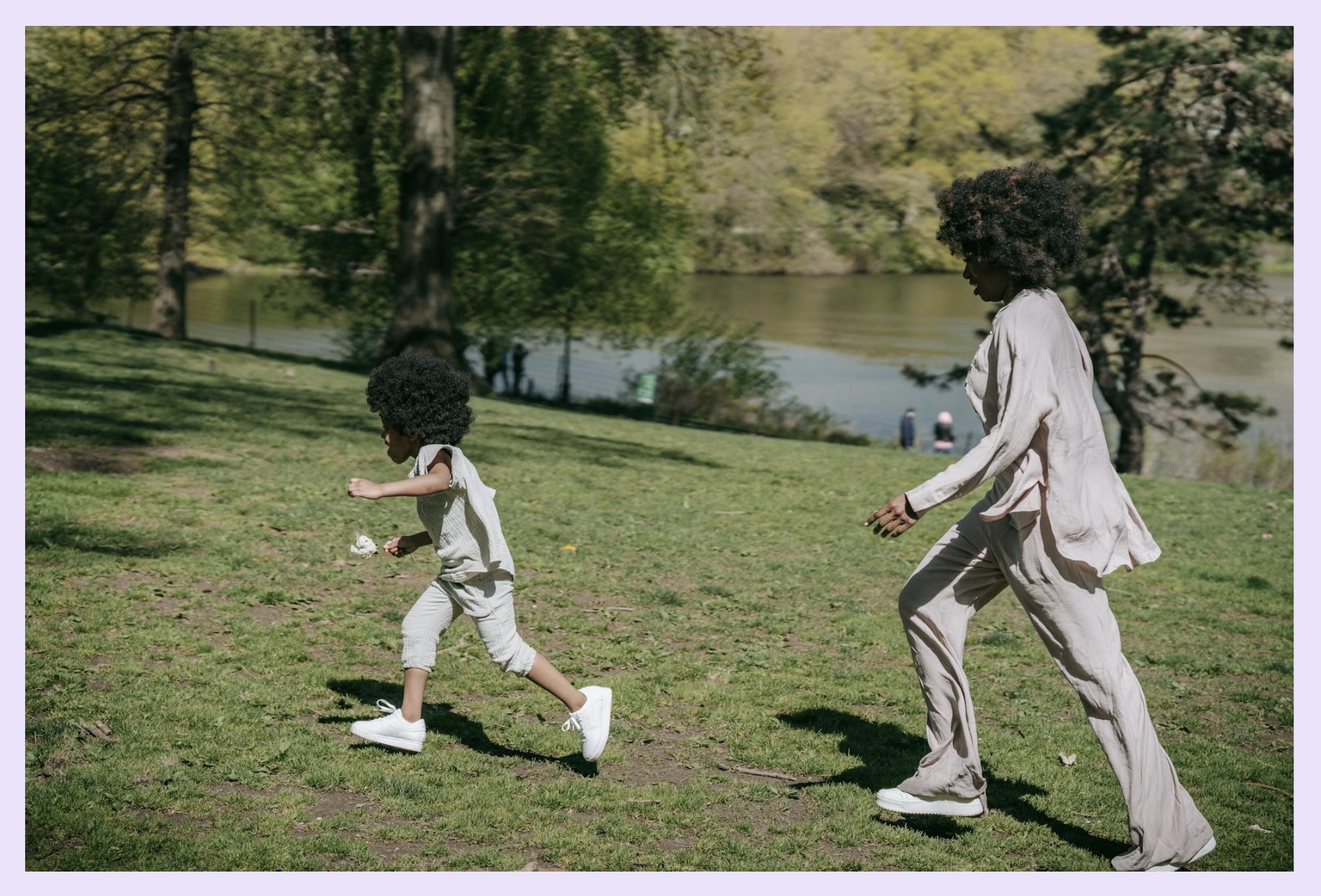 A photo of a mother following after her daughter—just like you should be doing with English!