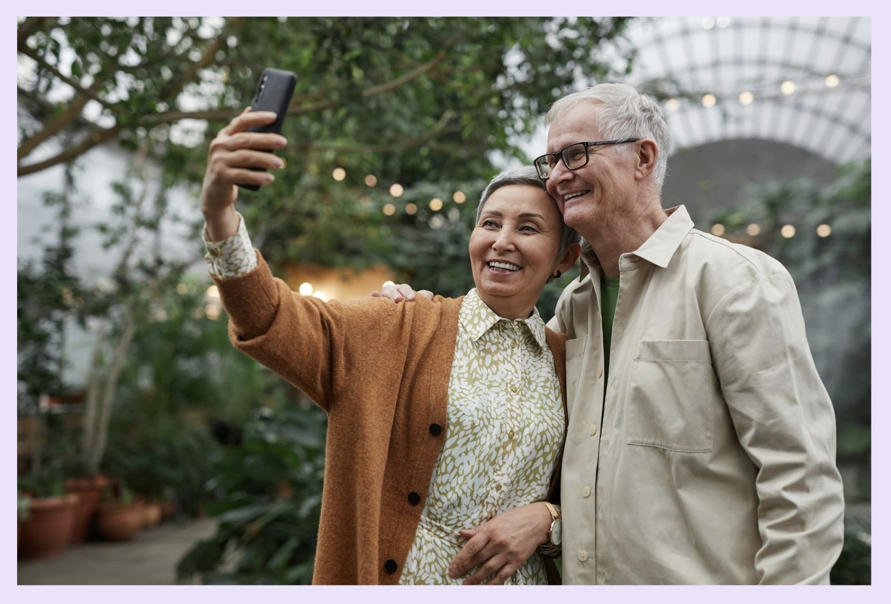 A pair of boomers taking a selfie—which is, by the way, English slang for 'old person'