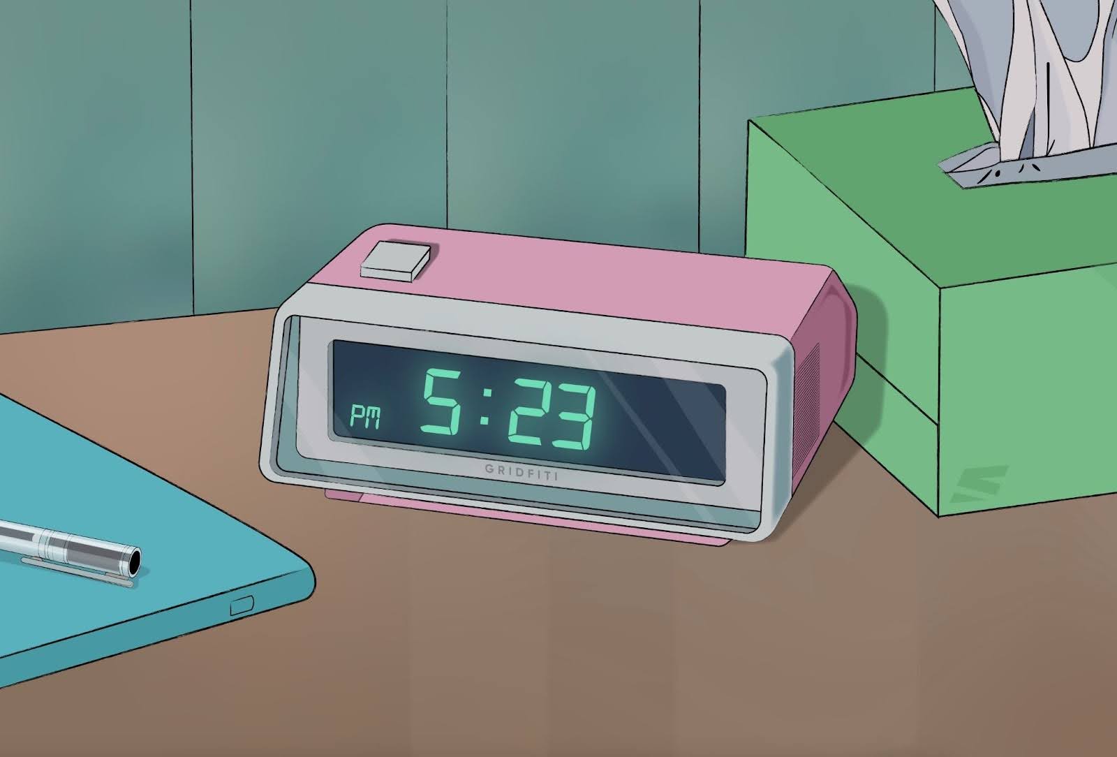 A photo of an alarm clock, the minutes of which would be counted with 分 in Japanese