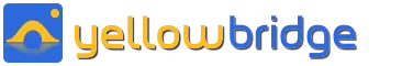 The logo for Yellowbridge, a yellow bridge on a blue background